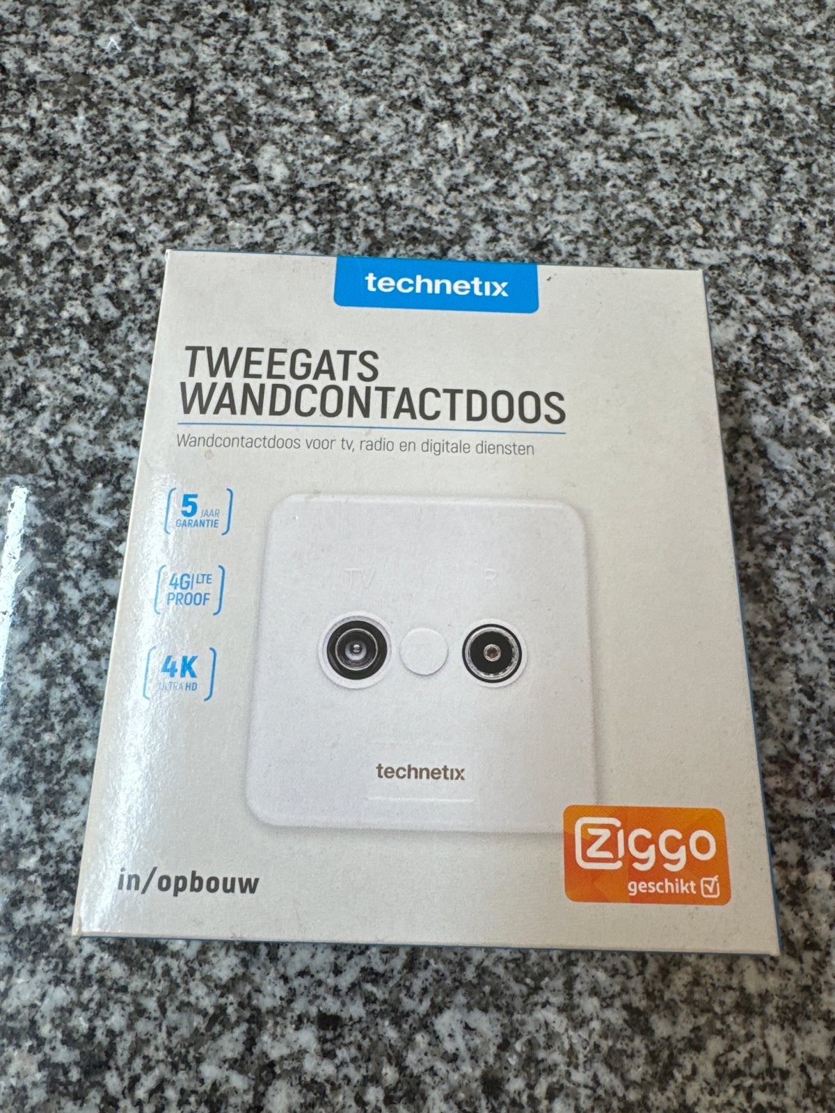 Technetix Tweegats Wandcontactdoos Ziggo Geschikt, Ophalen of Verzenden, Nieuw, Overige kabels