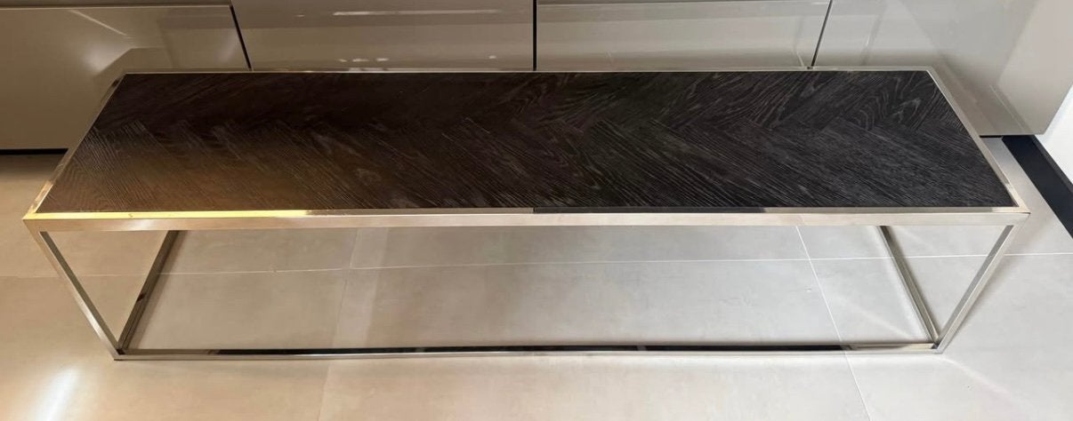 Tv meubel / sidetable zwart zilver visgraat eric kuster styl, Ophalen, Zo goed als nieuw