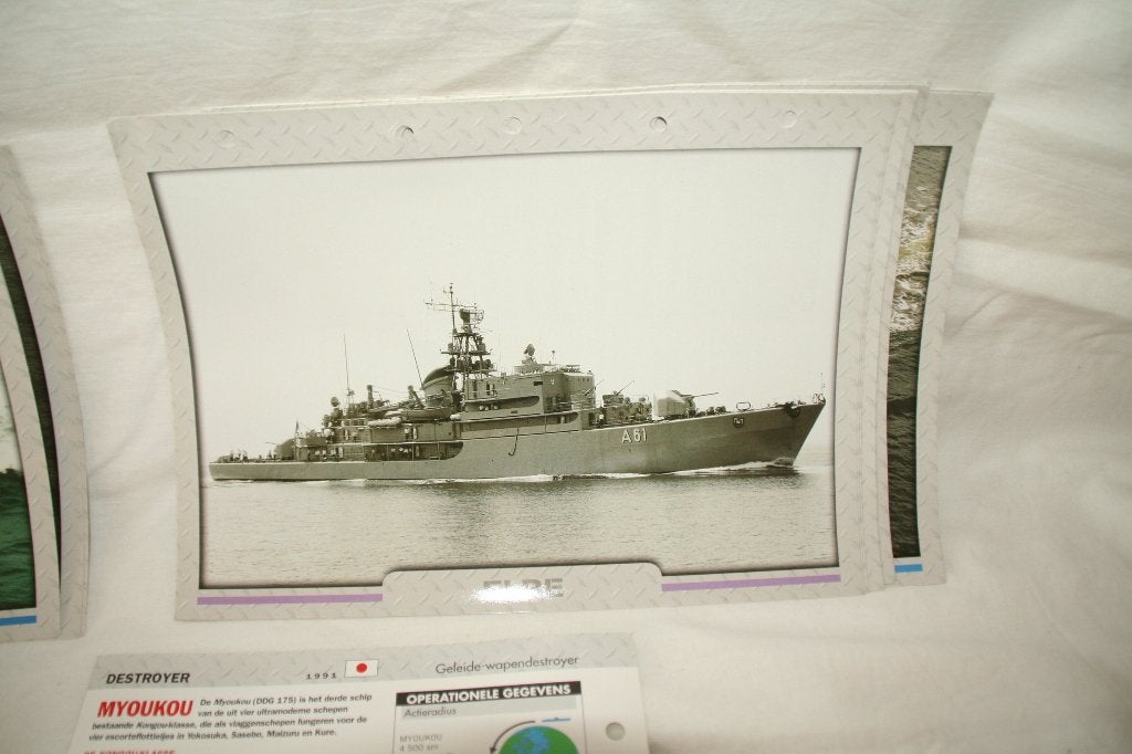 Kaarten met foto's van oorlog schepen ook WO II, Ophalen, Gebruikt, Kaart, Foto of Prent