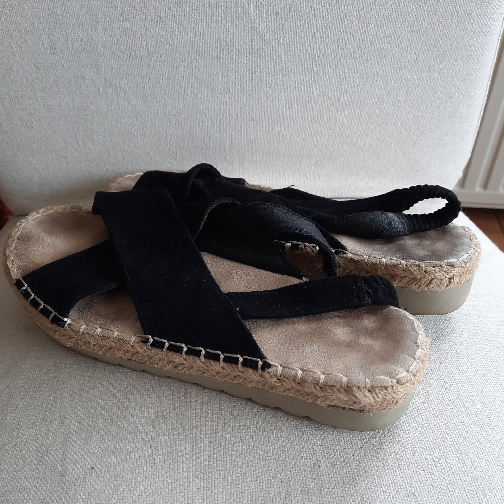 Espadrilles sandalen zwart maat 40, Zwart, Ophalen of Verzenden, Zo goed als nieuw, Espadrilles of Moccasins