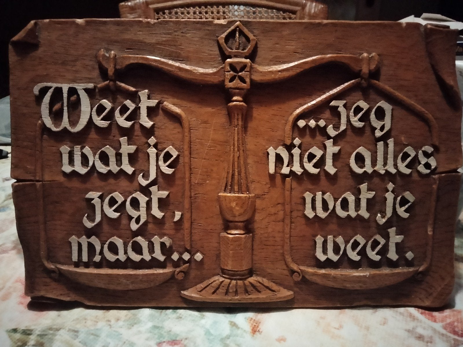 Antieke tekst tegel steen, Ophalen of Verzenden, Zo goed als nieuw, Minder dan 50 cm, Minder dan 50 cm
