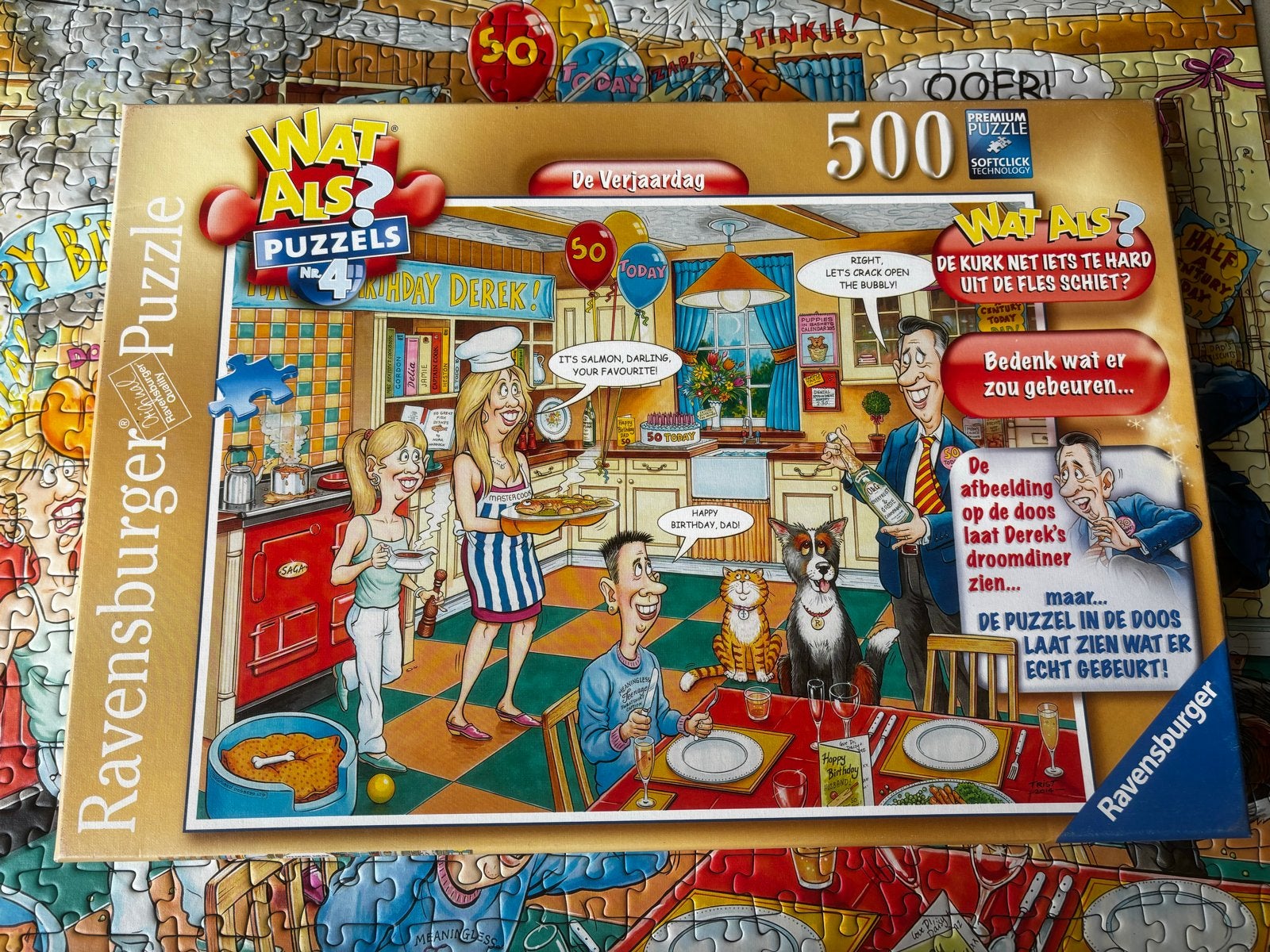 Ravensburger Wat Als? De Verjaardag 500 stukjes, Ophalen of Verzenden, 500 t/m 1500 stukjes, Zo goed als nieuw, Legpuzzel