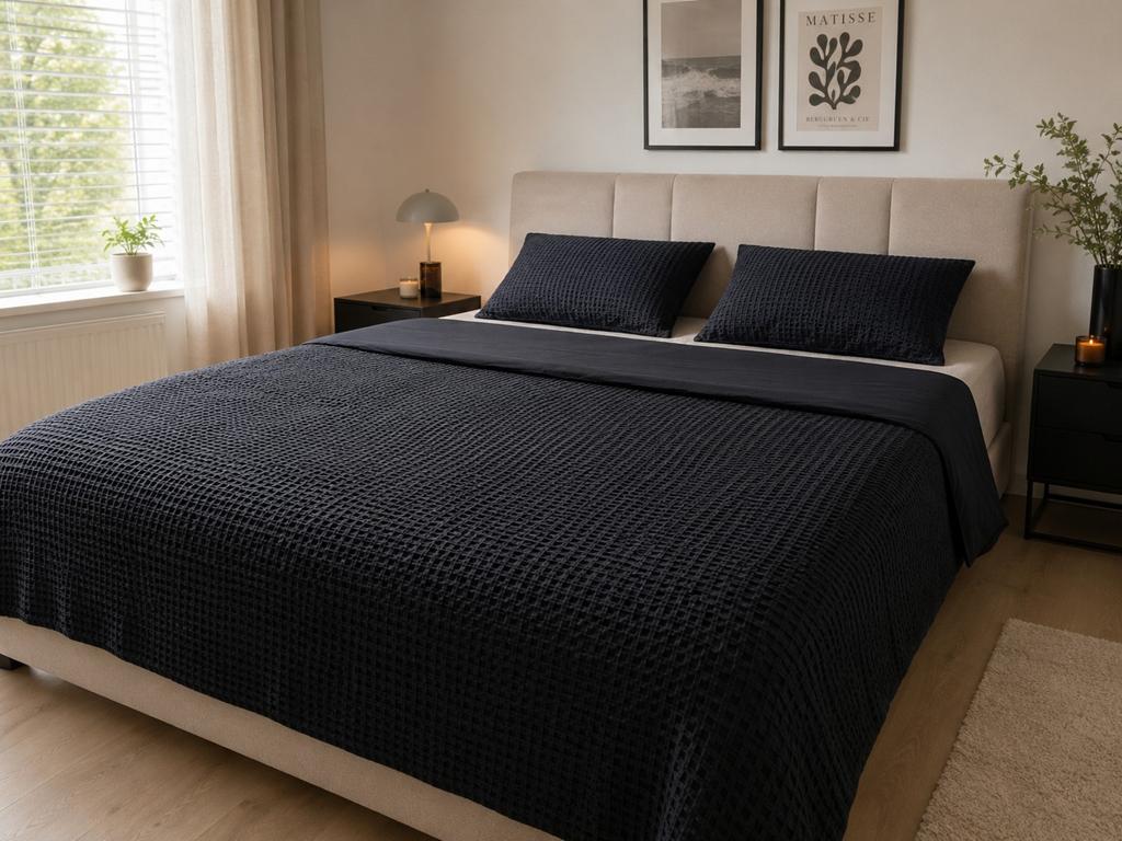 Nieuw 200x200 Katoenen Dekbedovertrek Set - donkerblauw, Huis en Inrichting, Slaapkamer | Beddengoed, Nieuw, Dekbedovertrek, Tweepersoons