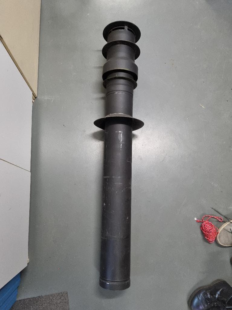 Dubbelwandige RVS kachelpijp dakdoorvoer 150mm, Ophalen, Afvoer, Zo goed als nieuw, Rvs