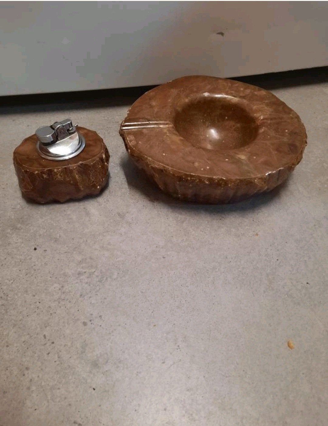 Vintage retro rookset sigaren asbak marmer tafelaansteker, Verzamelen, Ophalen of Verzenden, Gebruikt, Asbak