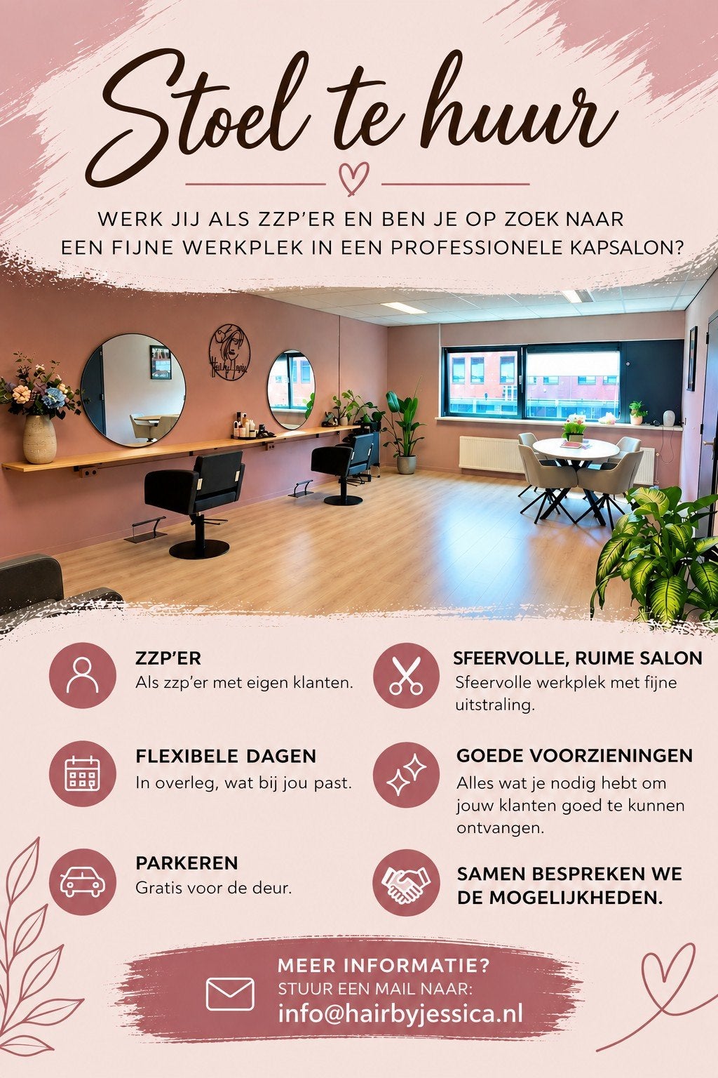 Kappersstoel te huur in Nieuw-Vennep vlakbij Hoofddorp., Ophalen of Verzenden