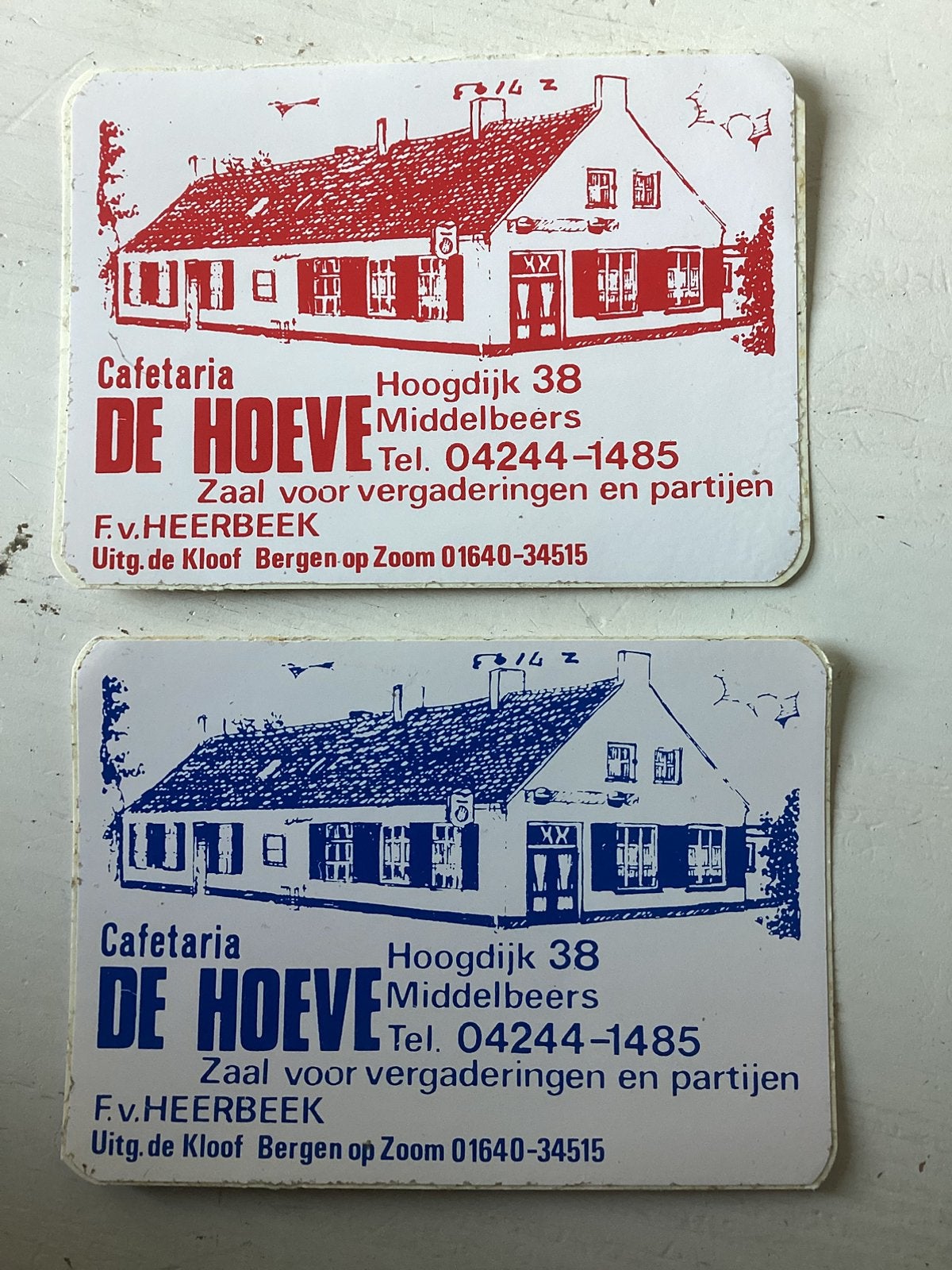 2 stickers Cafetaria De Hoeve Middelbeers, Verzenden, Zo goed als nieuw
