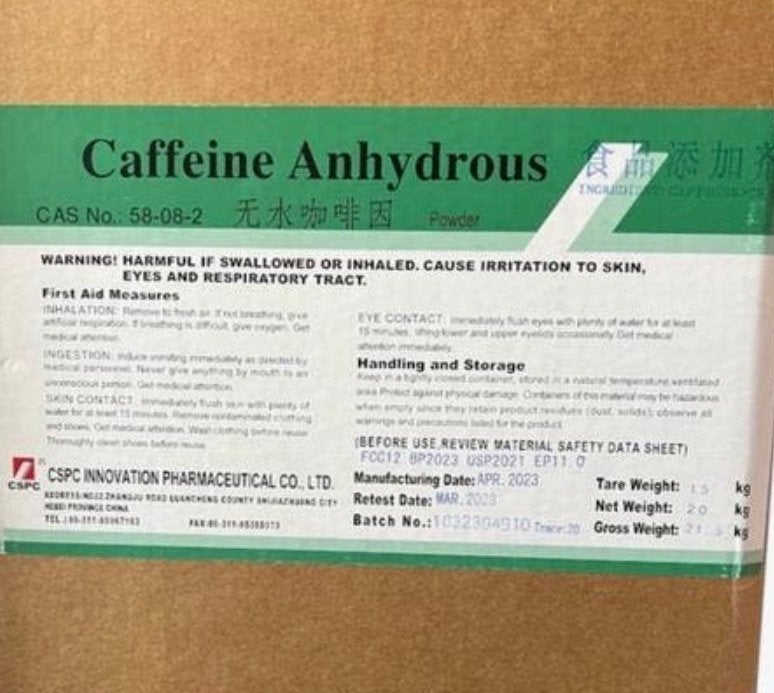 Cafeïne Anhydrous Poeder - 3 kg, Ophalen