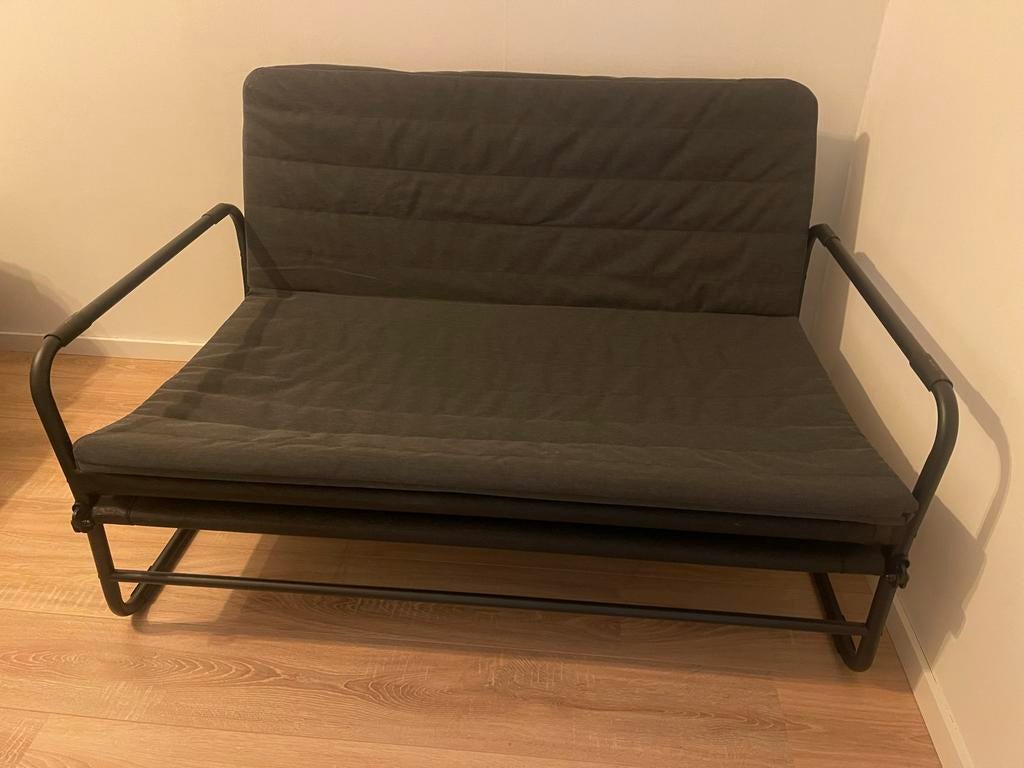IN AMSTERDAM! IKEA BEDDINGE LÖVÅS Slaapbank- Donkergrijs, Huis en Inrichting, Ophalen, Tweepersoons, 140 cm, Zo goed als nieuw