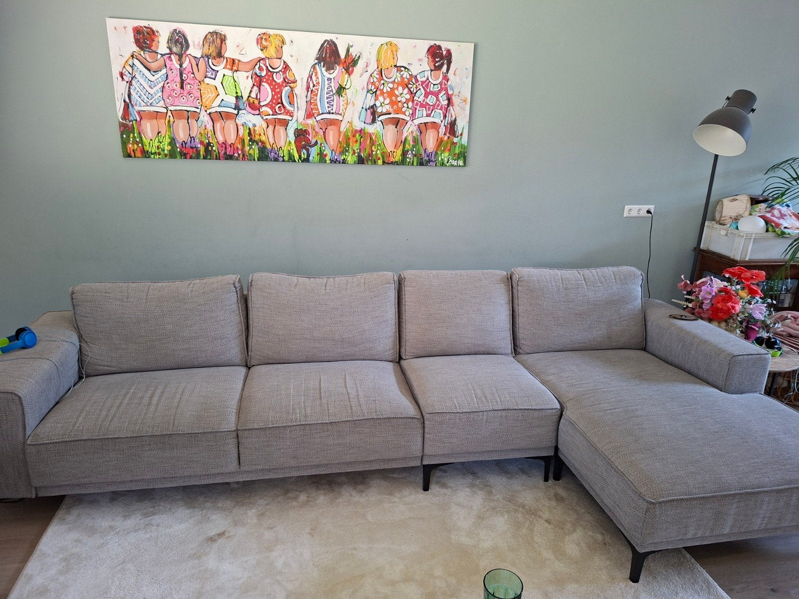 Moderne Hoekbank - Grijs Stof - Comfortabel en Ruim, Ophalen