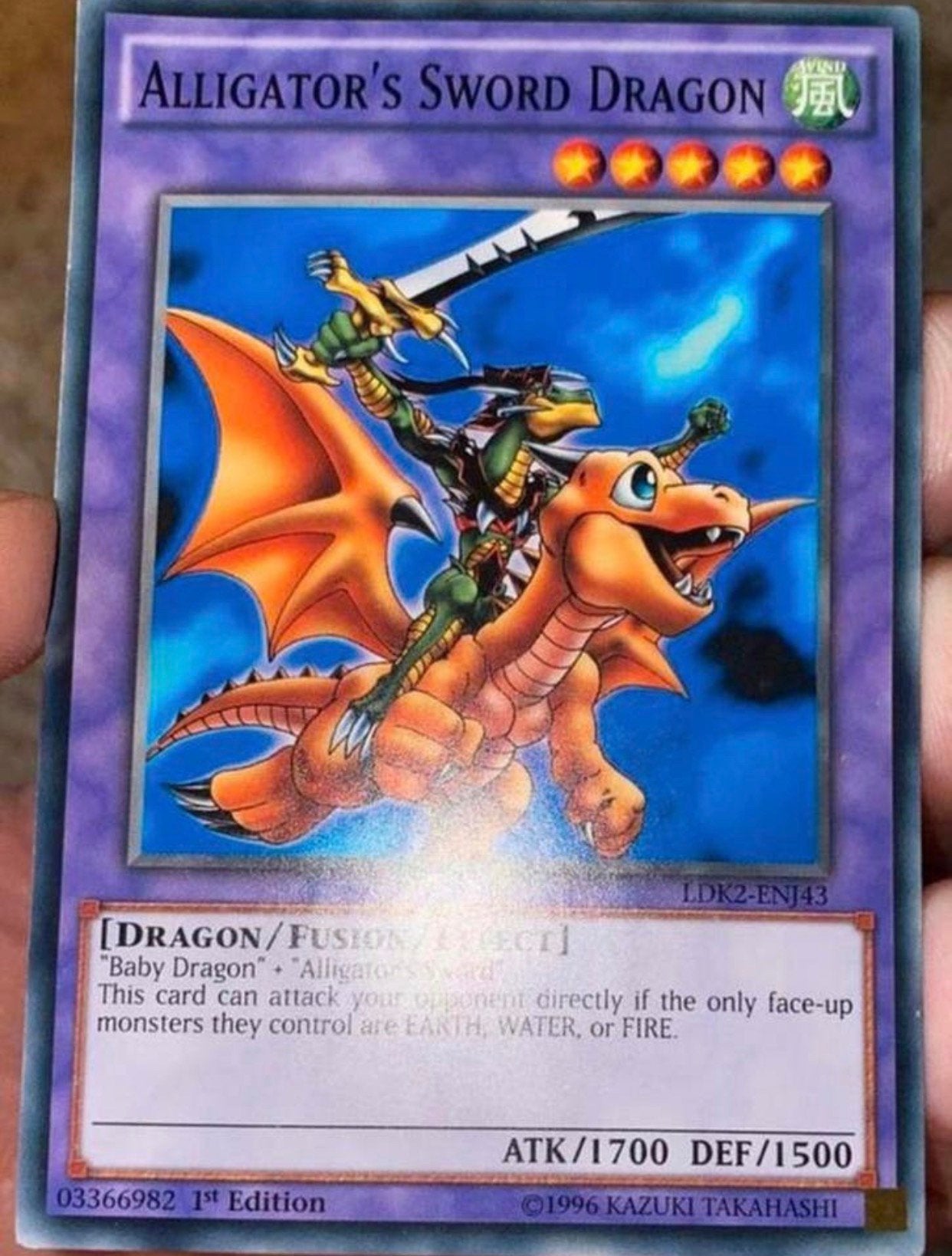Yu-Gi-Oh! Alligator’s Sword Dragon LDK2 1st Edition !, Hobby en Vrije tijd, Ophalen of Verzenden, Zo goed als nieuw, Losse kaart