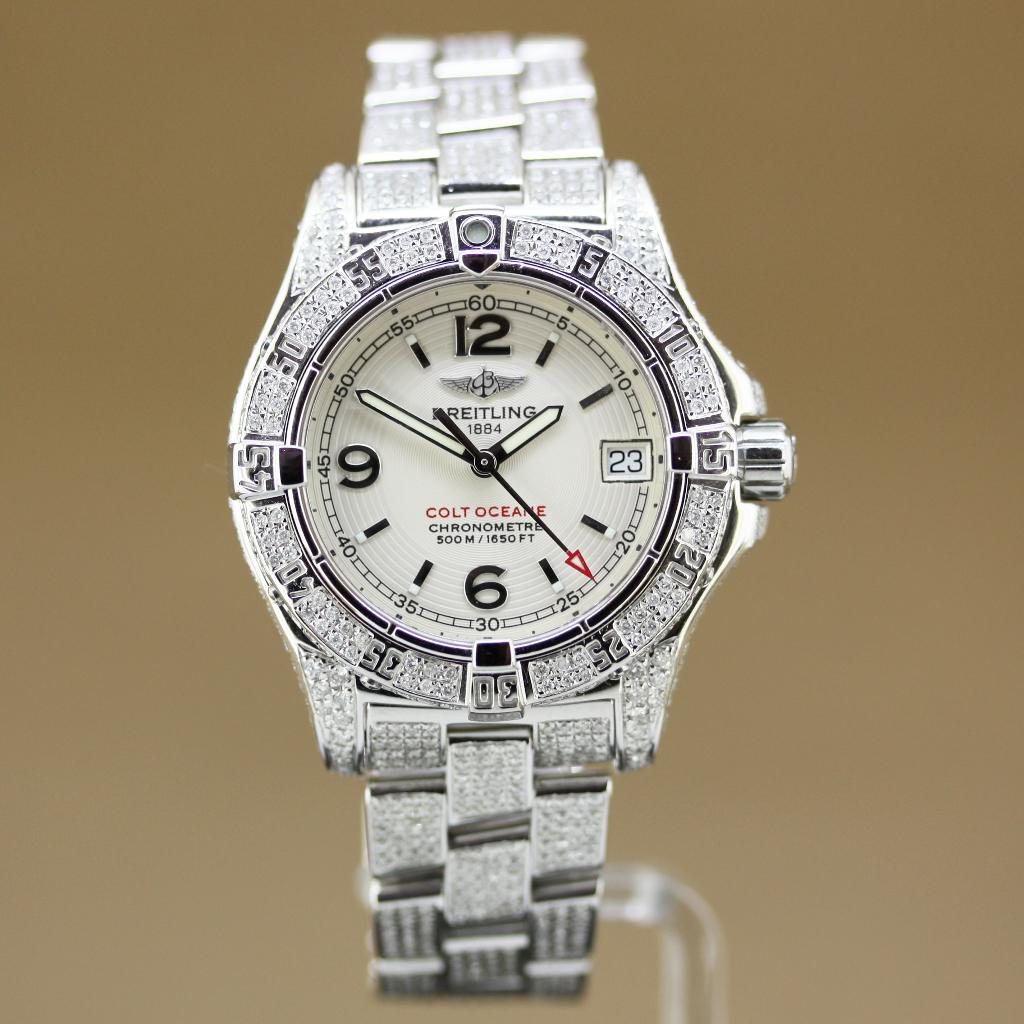 Breitling Colt Oceane A77380 Full diamonds, Overige merken, Staal, Gebruikt, Staal
