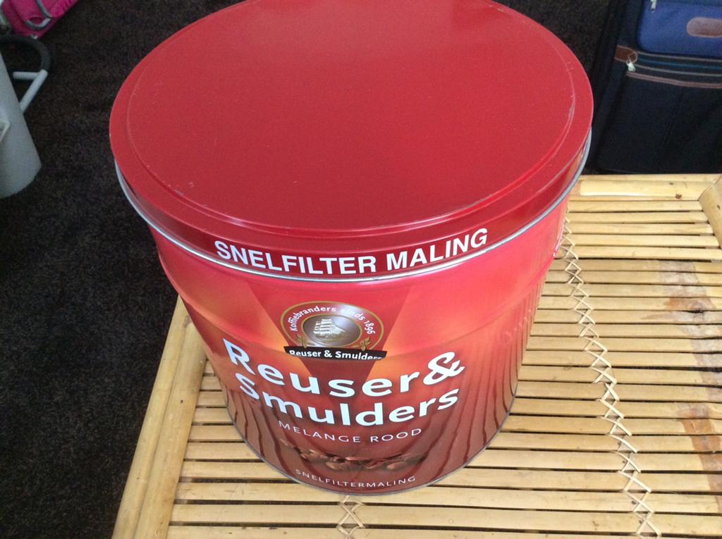 Grooooot vrolijk koffieblik, 100% gaaf, voor verzamelaars, Verzamelen, Blikken, Ophalen, Zo goed als nieuw, Overige