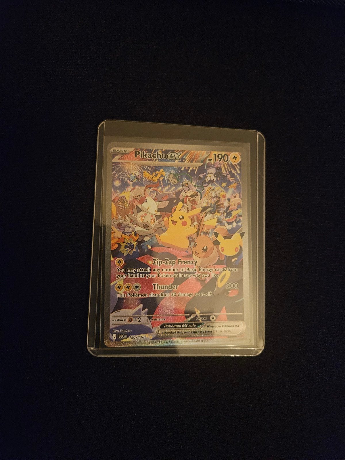 Pikachu ex 150/128 Pokémon kaart 30th Celebration, Ophalen of Verzenden, Nieuw, Losse kaart