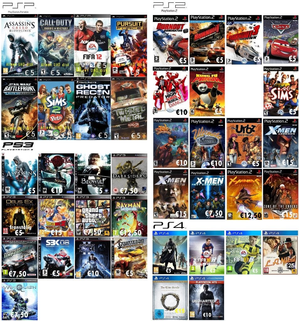 diverse Playstation PSP, Vita, PS2, PS3, PS4 games, Online, Zo goed als nieuw, Ophalen, Avontuur en Actie