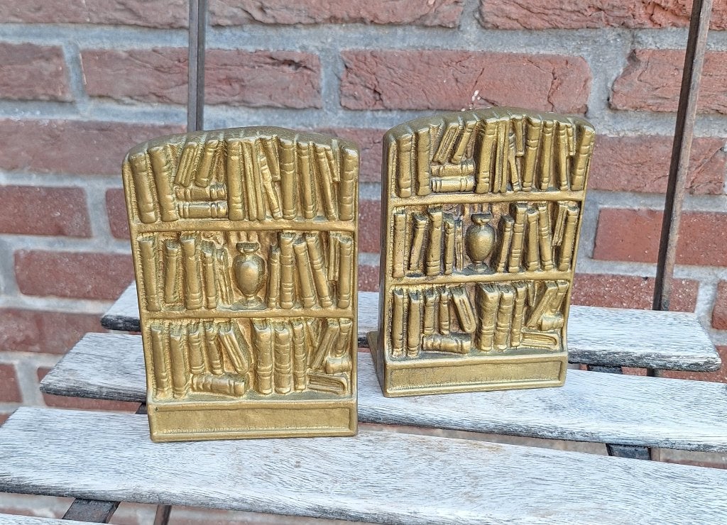 Prachtige vintage set messing boekensteunen., Ophalen of Verzenden, Huis en Inrichting