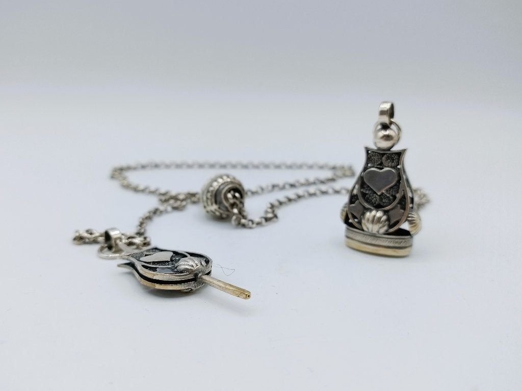 Zilveren heren chatelaine, Fa. Niekerk, Schoonhoven, 48 cm., Verzenden, Zilver, Ring