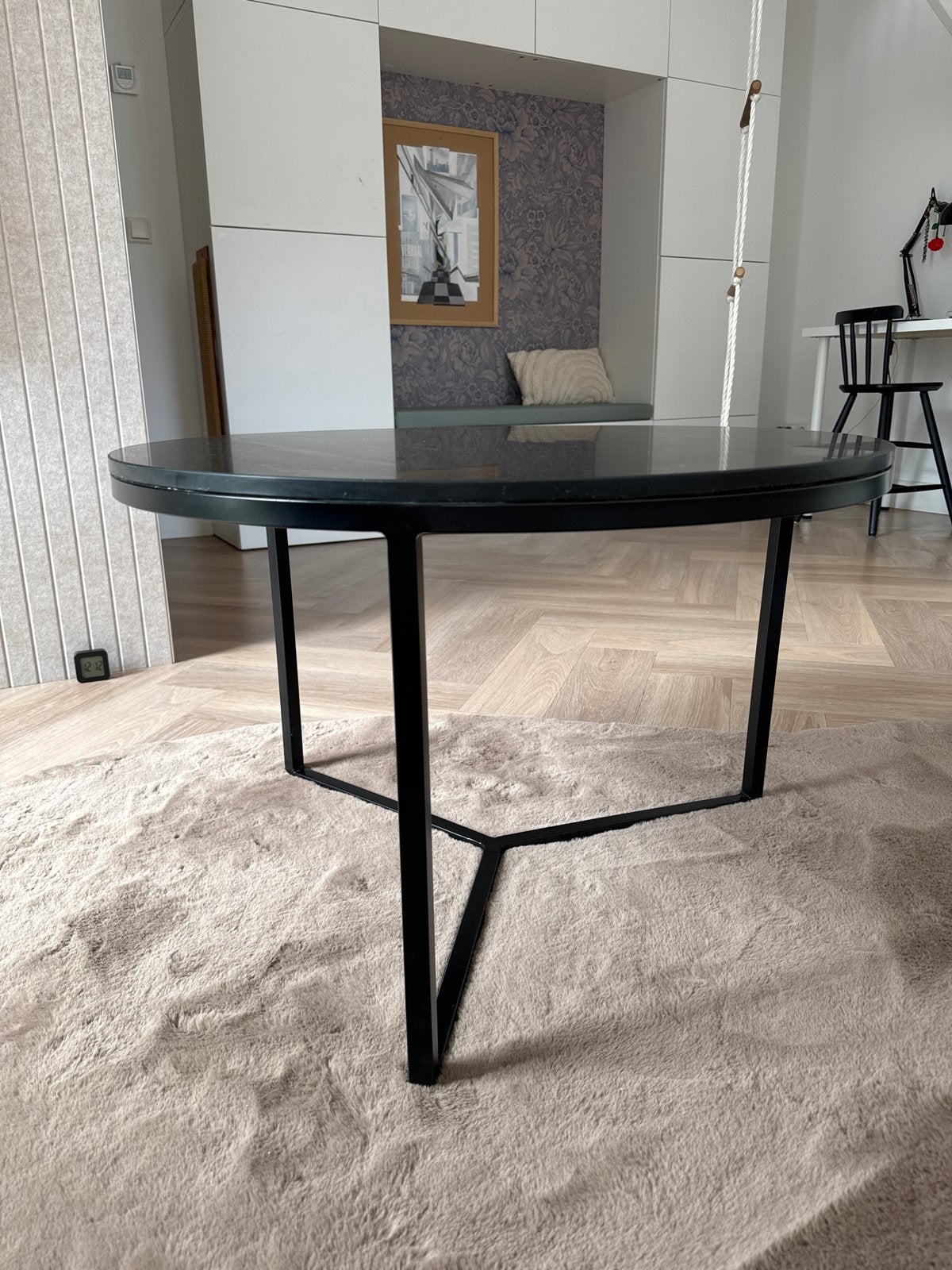 Ronde marmeren salontafel (Ø 75 cm, H 49 cm), Ophalen, Gebruikt, Rond, 50 tot 100 cm