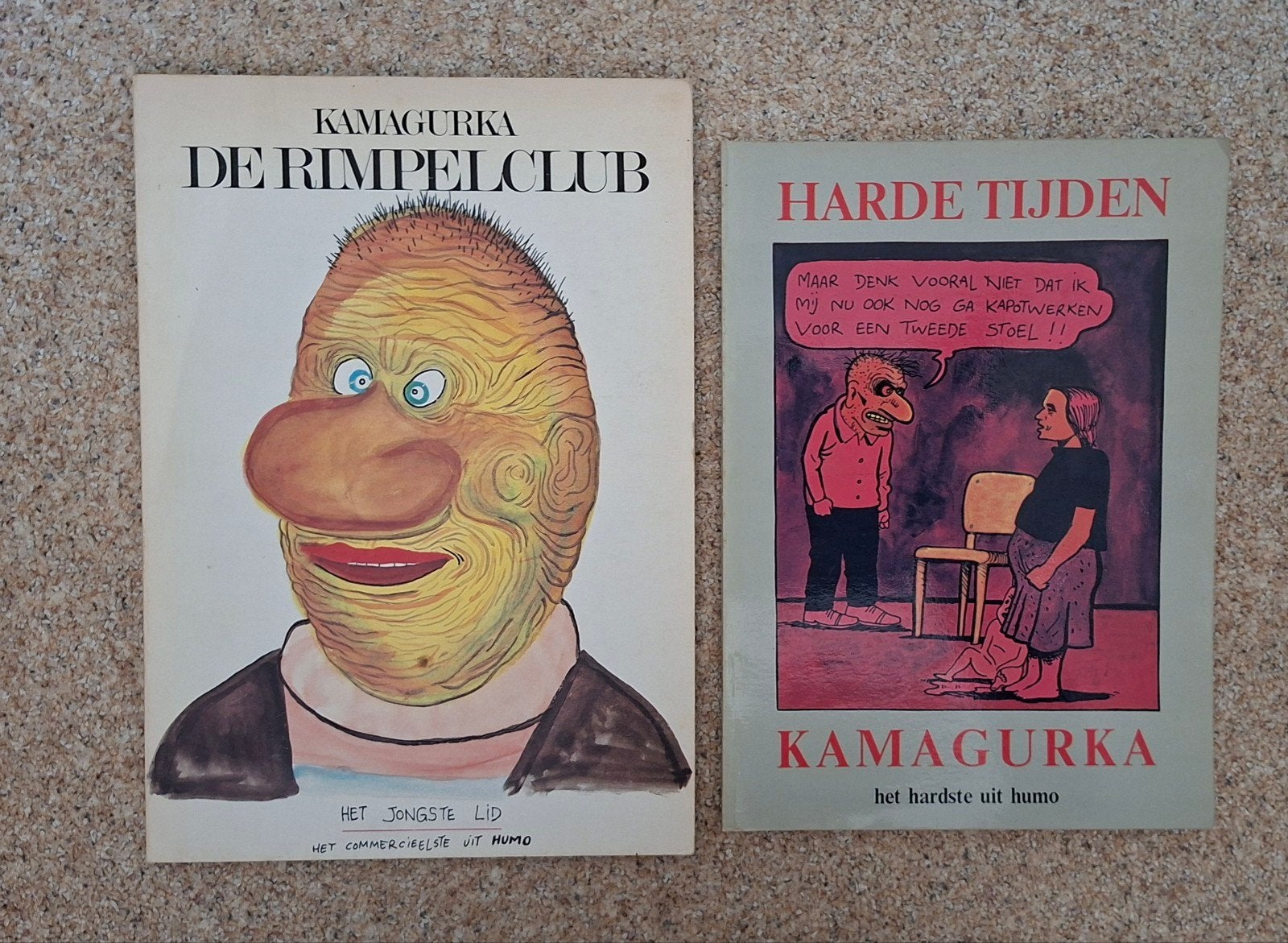 2x stripboek Kamagurka, Harde tijden en De rimpelclub, Europa, Ophalen of Verzenden, Zo goed als nieuw, Meerdere comics