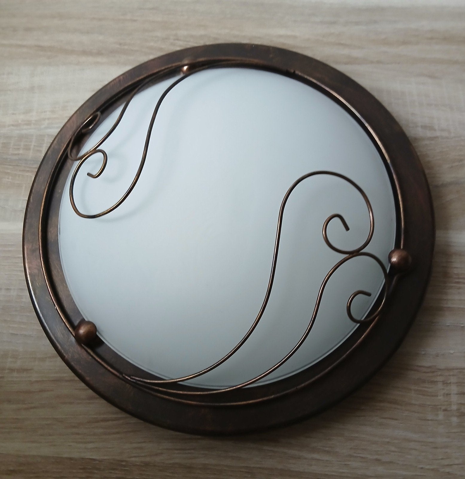 Vintage Plafonniere / Plafondlamp, Zo goed als nieuw, Plafondlamp, Glas, 32 cm
