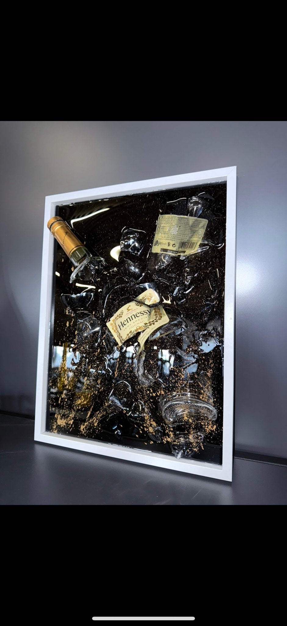 Uniek Hennessy Fles Kunstwerk in Lijst, Ophalen of Verzenden