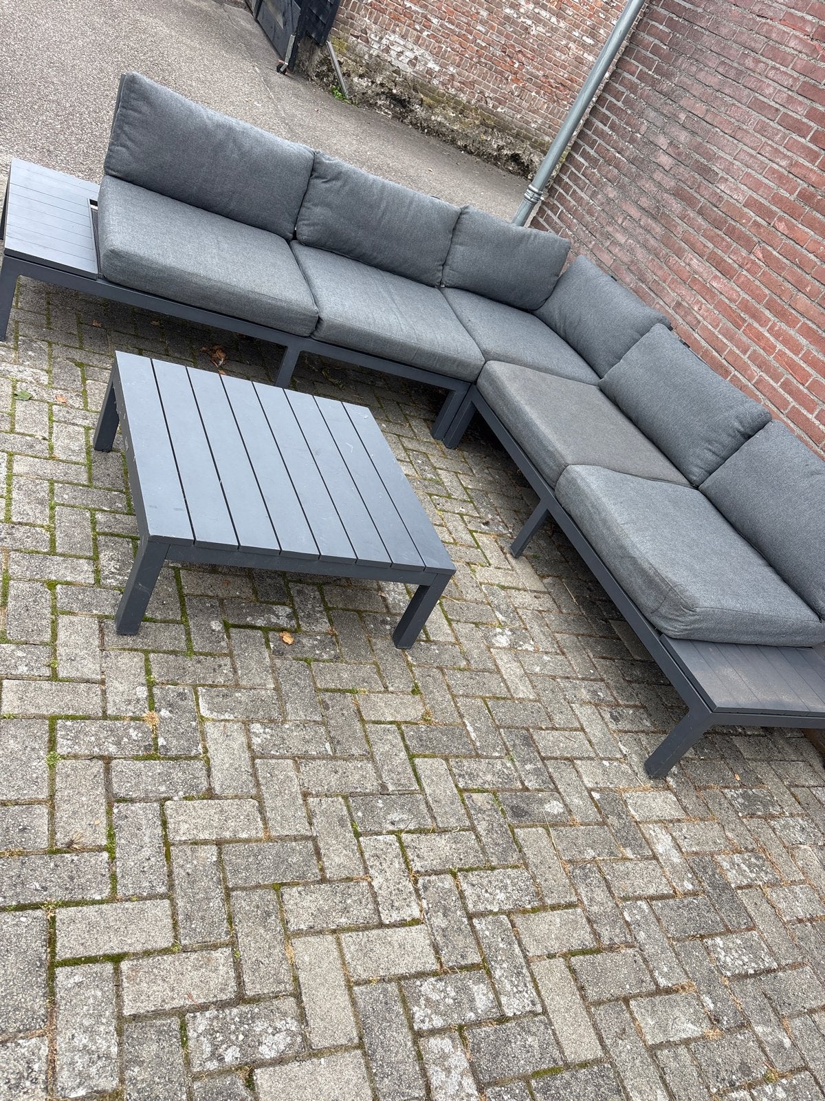 Nette aluminium loungeset met wasbare kussens, Ophalen, 5 zitplaatsen, Gebruikt, Aluminium