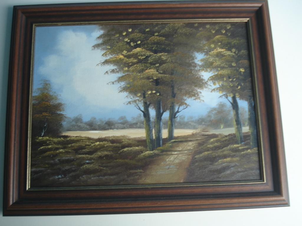 Olieverfschilderij bostafereel BXH  48,5 cm x 38,5 cm, Ophalen of Verzenden