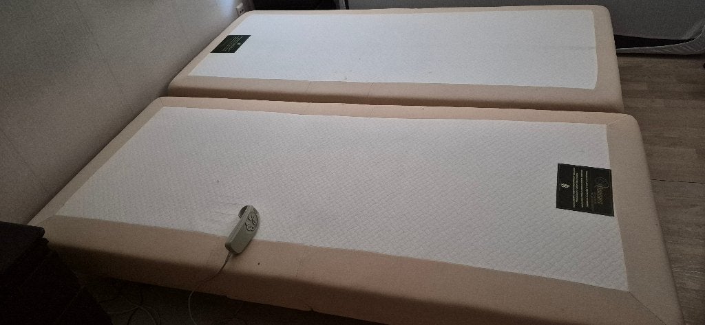 Elektrisch verstelbare boxspring bedbodem, Ophalen, Gebruikt, Beige, Tweepersoons