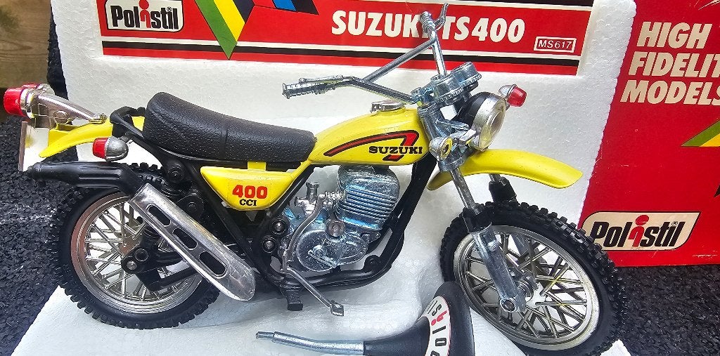 Vintage Polistil Suzuki TS 400 (schaal 1:15), Ophalen of Verzenden, Gebruikt, Overige typen, Overige merken