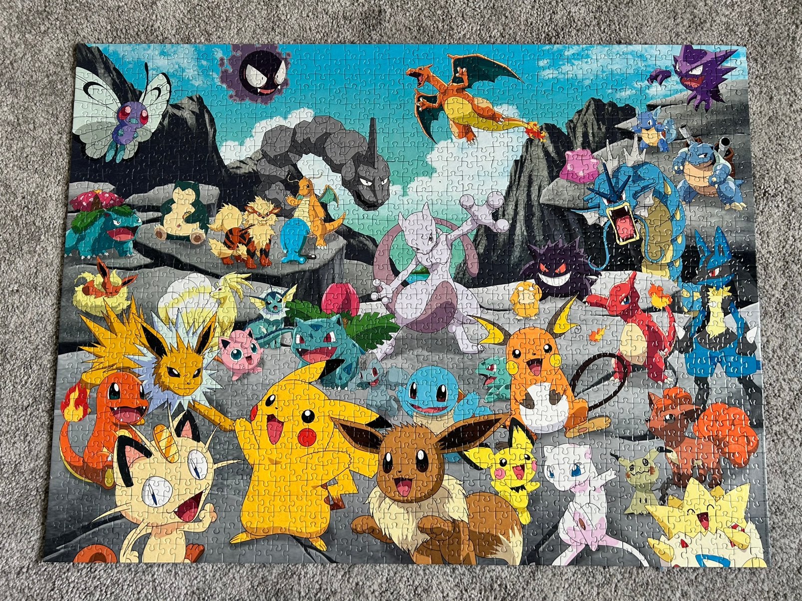 Pokemonpuzzel 1000 stukjes gelijmd!, Hobby en Vrije tijd, Denksport en Puzzels, Ophalen, 500 t/m 1500 stukjes, Gebruikt, Legpuzzel