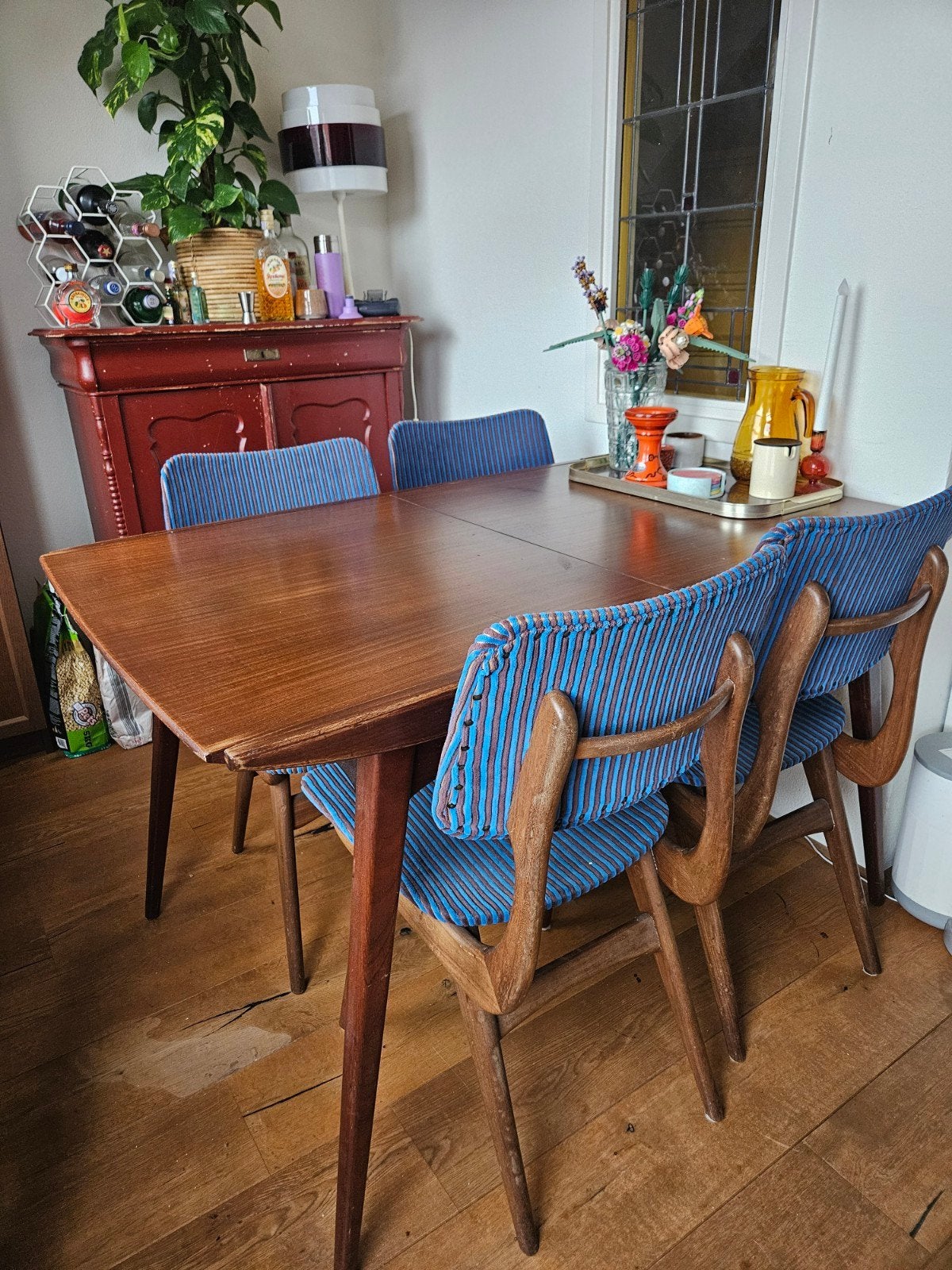 Vintage Louise van Teeffelen eettafel - uitschuifbaar (4-6 p, Ophalen, Minder dan 50 cm, Gebruikt, 100 tot 150 cm