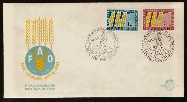 Nederland FDC E55 Zonder Adres, Anti-Honger 1963, Postzegels en Munten, Postzegels | Eerstedagenveloppen, Ophalen of Verzenden