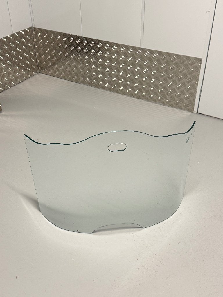 Vintage glazen haardscherm / spatplaat – gebogen glas, Huis en Inrichting, Haarden, Ophalen, Zo goed als nieuw, Vrijstaande haard