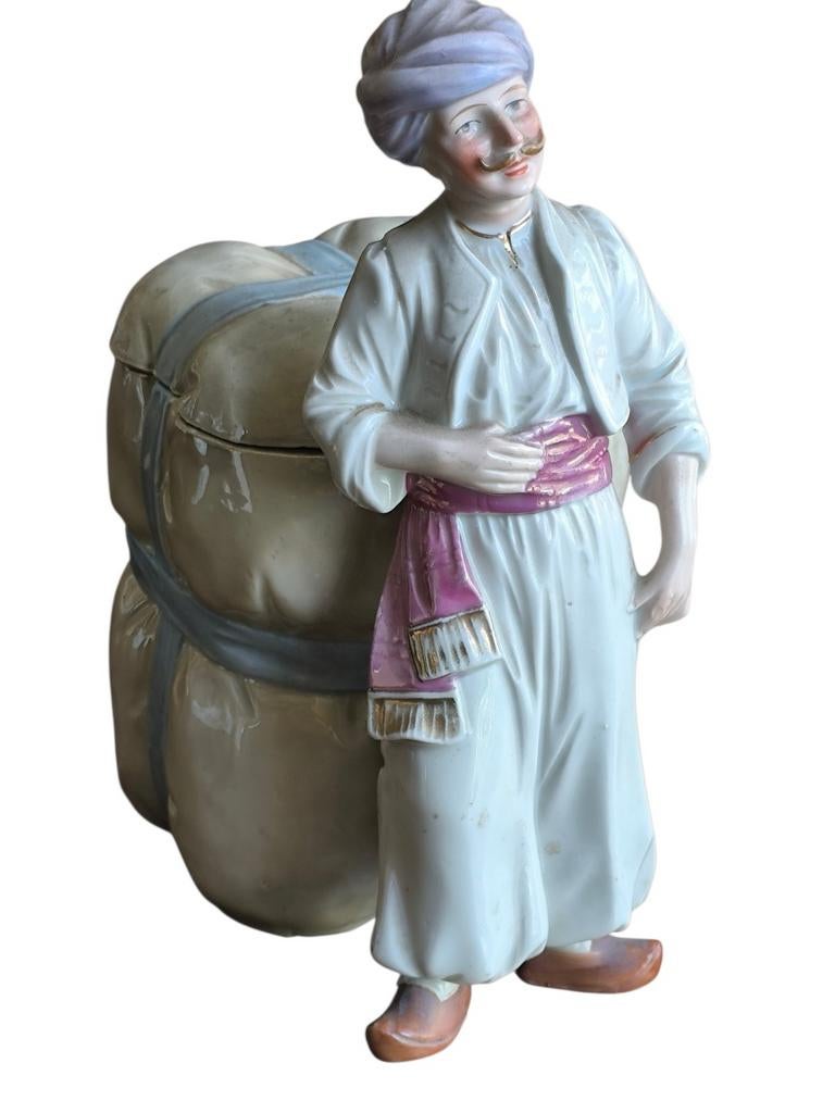 Antiek porselein theedoos Oriëntal man, Ophalen of Verzenden
