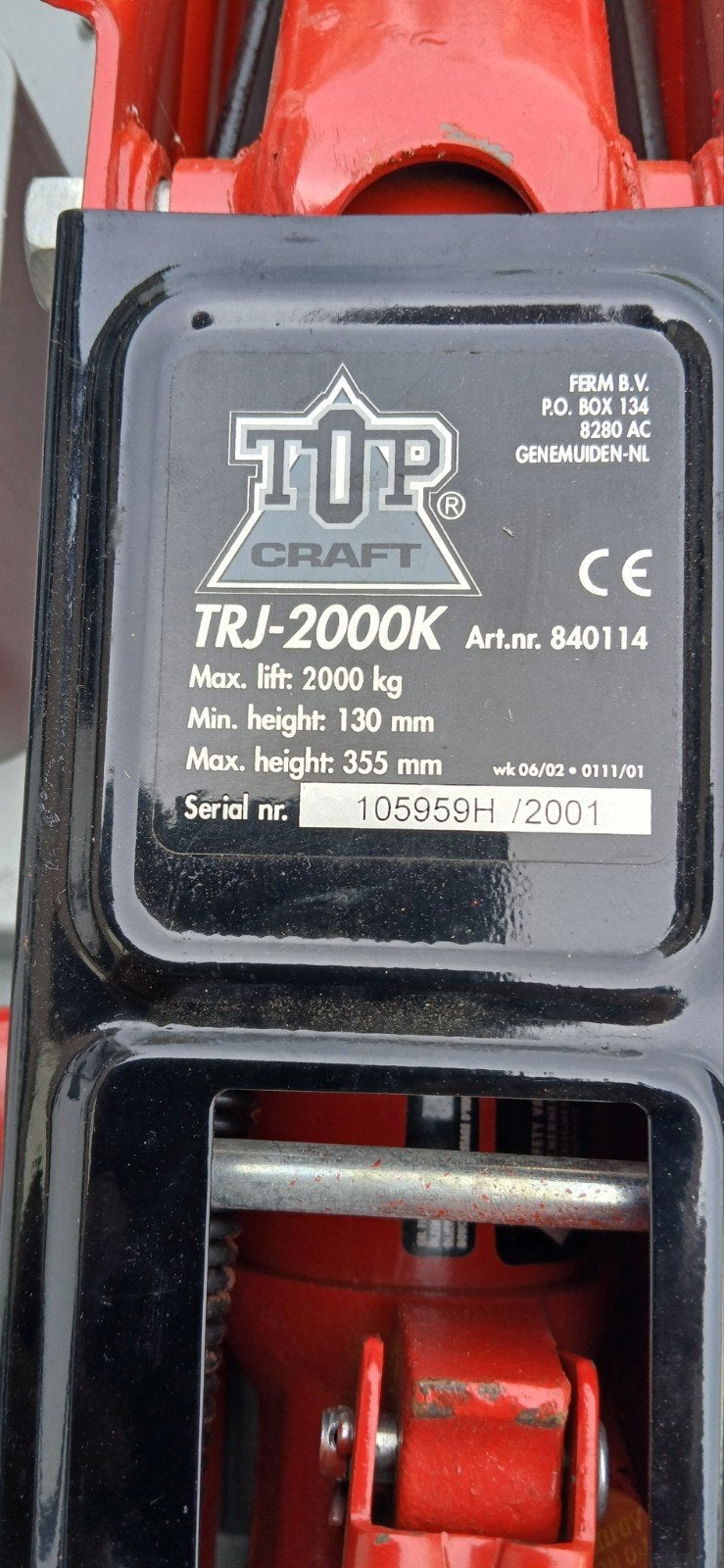 Top Craft TRJ-2000K Garagekrik - 2000 kg, Ophalen, Hydraulisch, Garagekrik