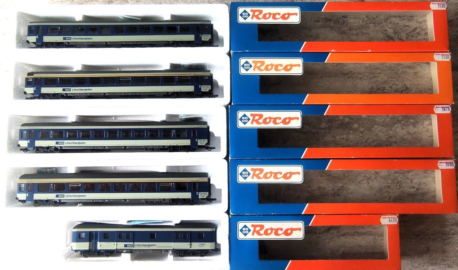 Roco H0 SBB Lötschbergbahn rijtuigen set (5 stuks), Hobby en Vrije tijd, Gelijkstroom of Wisselstroom, Wagon, Ophalen of Verzenden