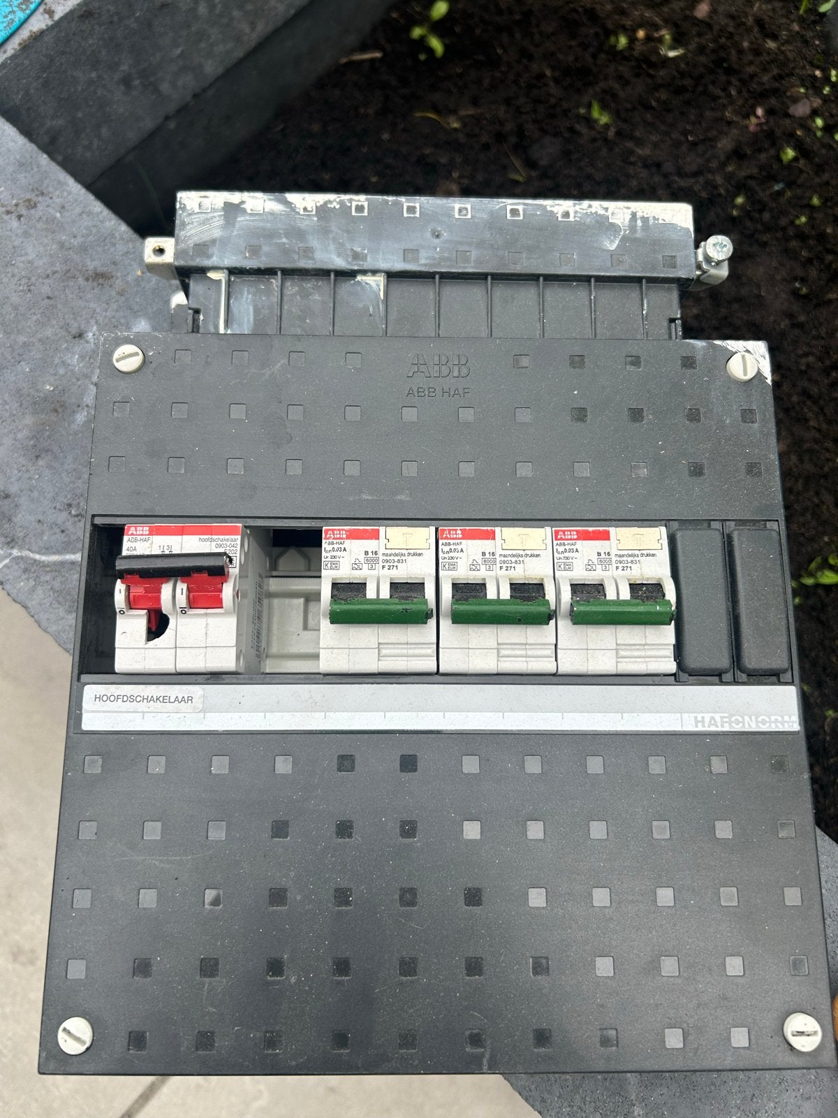 ABB HAF Groepenkast met Hoofdschakelaar en Installatieautoma, Doe-het-zelf en Verbouw, Ophalen of Verzenden, Gebruikt, ABB, Groepenkast