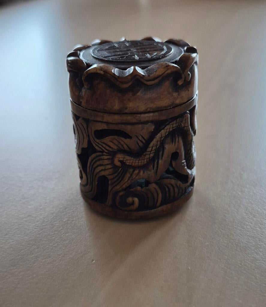 Antiek Chinees spekstenen snuifdoosje/cricketpot, Antiek en Kunst, Antiek | Overige Antiek, Ophalen of Verzenden