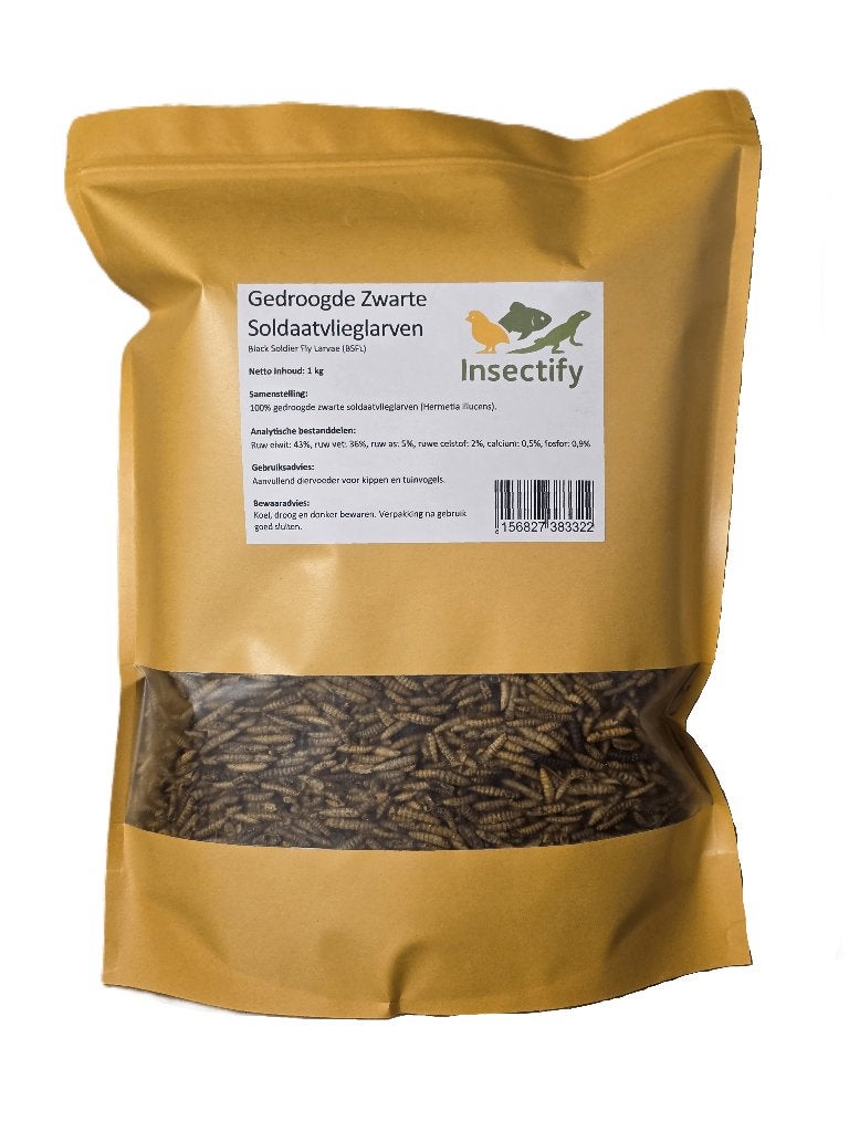 Gedroogde BSF-larven 1 kg – Zwarte Soldaatvlieg – Nutriworms, Dieren en Toebehoren, Ophalen of Verzenden, Vogel