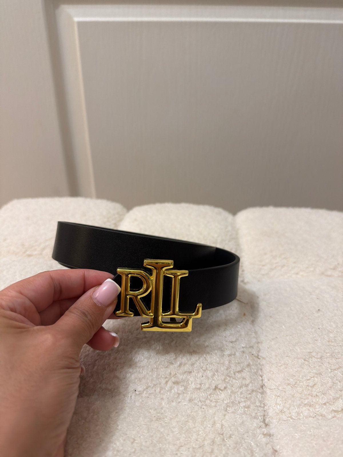 Ralph Lauren Riem Zwart met Gouden Gesp, Zwart, Heupriem, Ophalen of Verzenden, Zo goed als nieuw