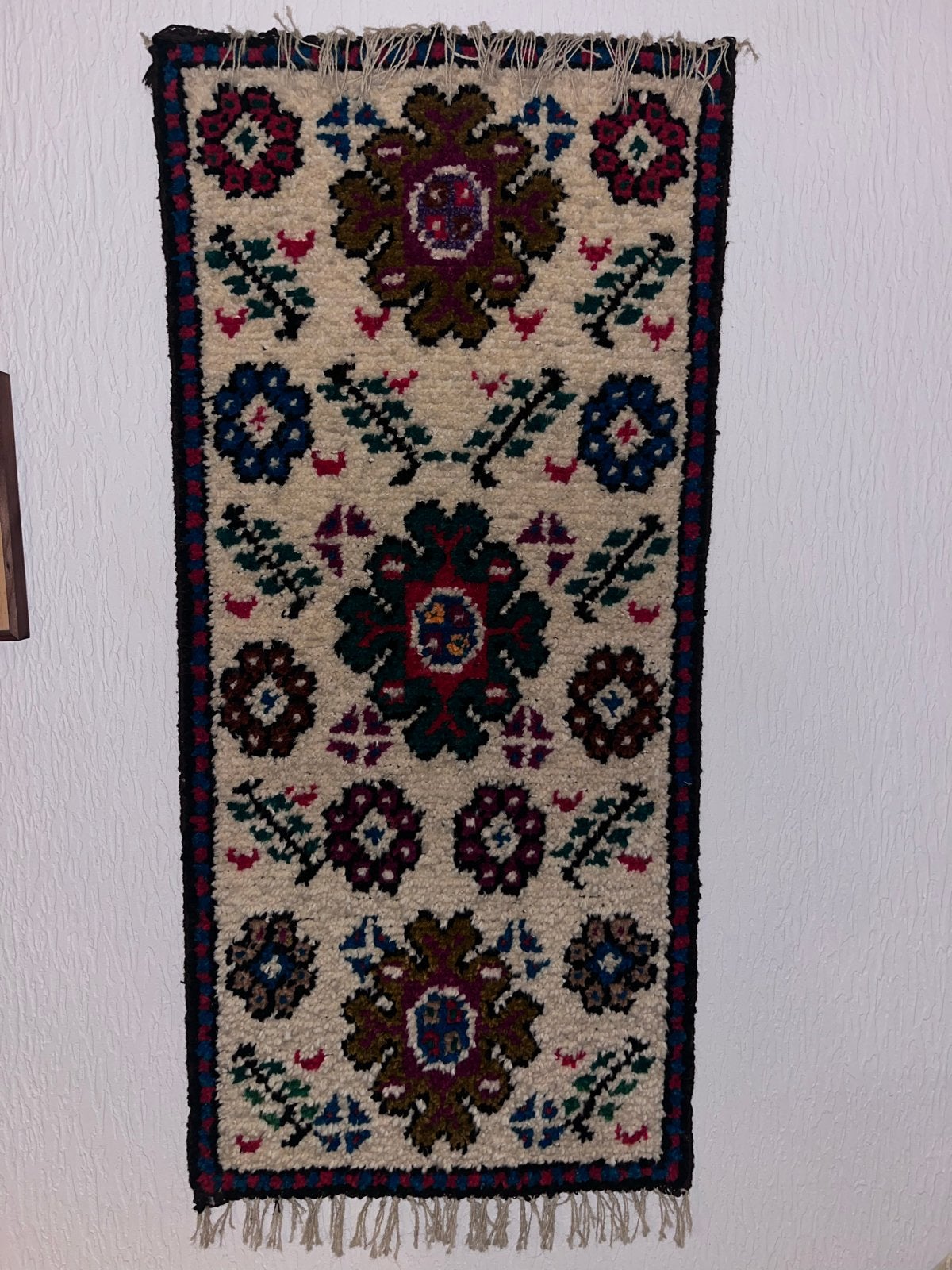 Vintage Handgeweven Wandkleed (145 cm x 67 cm), Minder dan 50 cm, Gebruikt, 50 tot 100 cm, Beige