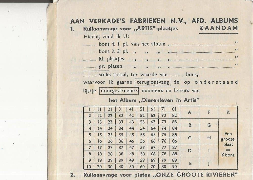 Zaandam Verkade s Fabriek VV Afd Albums Ruilaanvrage plaatje, Verzamelen, Ophalen of Verzenden, 1940 tot 1960, Ongelopen, Noord-Holland