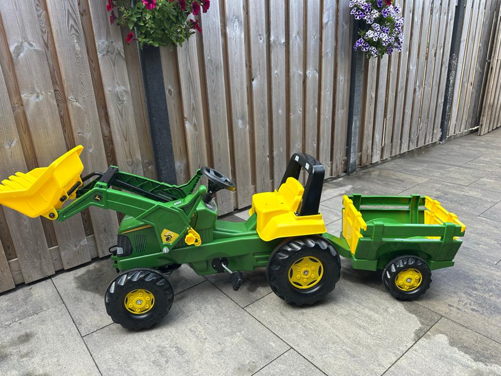 John Deere traptractor met aanhanger, Ophalen, Zo goed als nieuw