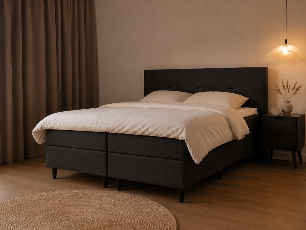Swiss Sense Boxspring 180x200 Antraciet, Ophalen, Gebruikt, Zwart, Tweepersoons