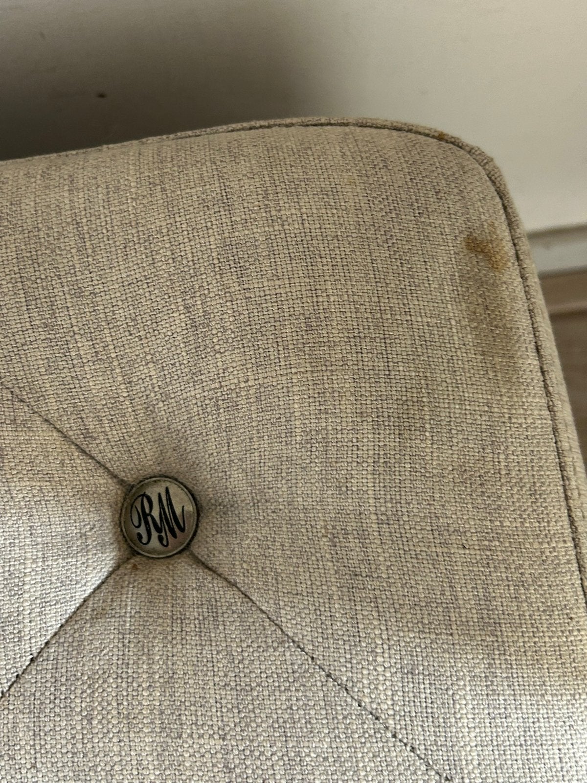 Poef Rivièra Maison - Stijlvolle voetenbank, Ophalen, Minder dan 50 cm, Gebruikt, Vierkant