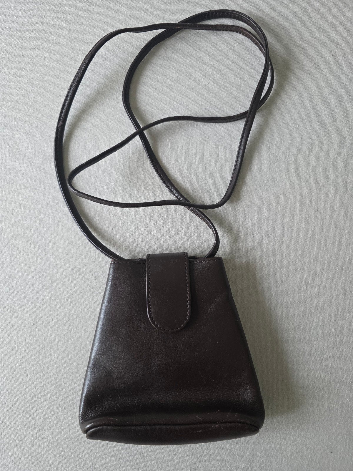 Vintage Gullivers Leren Crossbody Tasje Donkerbruin 1997, Gebruikt, Bruin, Verzenden, Schoudertasje
