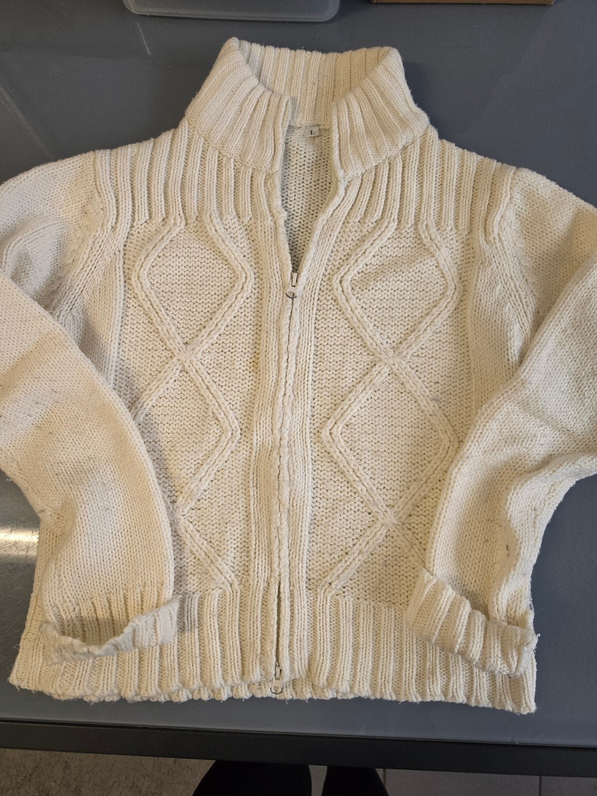 Crèmekleurig gebreid vest met rits, maat L, Kleding | Dames, Beige, Maat 42/44 (L), Ophalen of Verzenden, Onbekend
