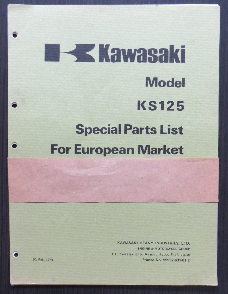 Kawasaki KS125 Special Parts List - 1974, Verzenden, Kawasaki