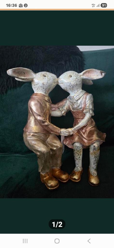 Schattig beeld van twee verliefde hazen., Verzamelen, Ophalen of Verzenden, Nieuw, Dier