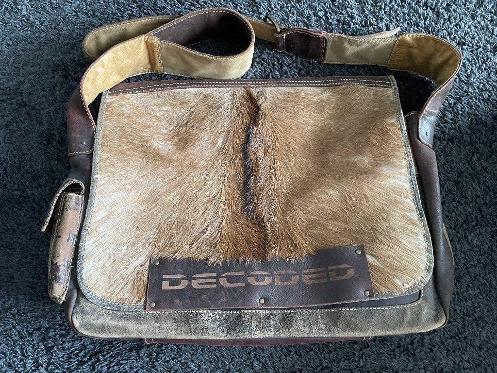 Handgemaakte Decoded laptop tas, Ophalen, Gebruikt, Bruin, 15 inch